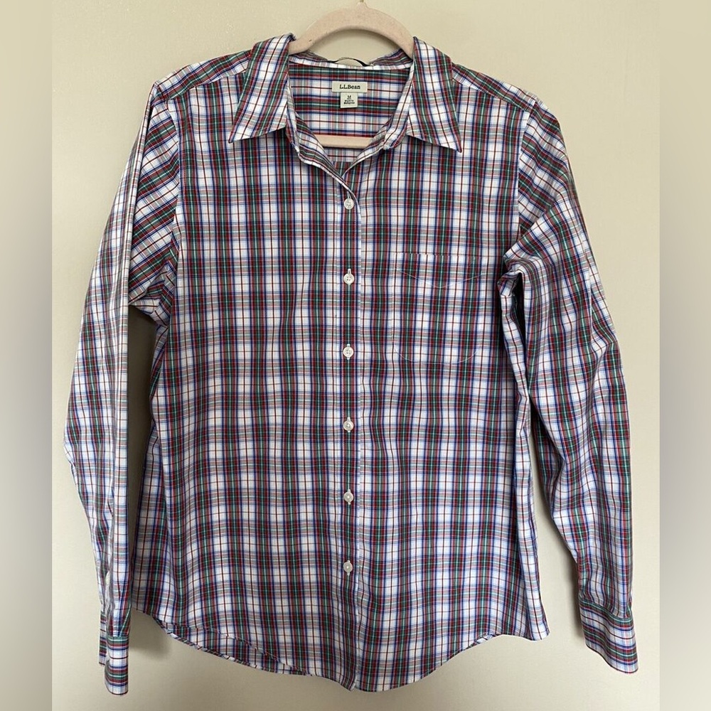LL Bean Wrinkle Free Button Down Oxford Plaid